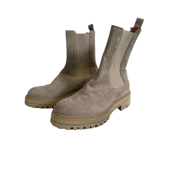 Michele Lopriore Women’s Euro 37 US 6.5 Light Tan Suede Lug Sole Combat Boot - Picture 2 of 12